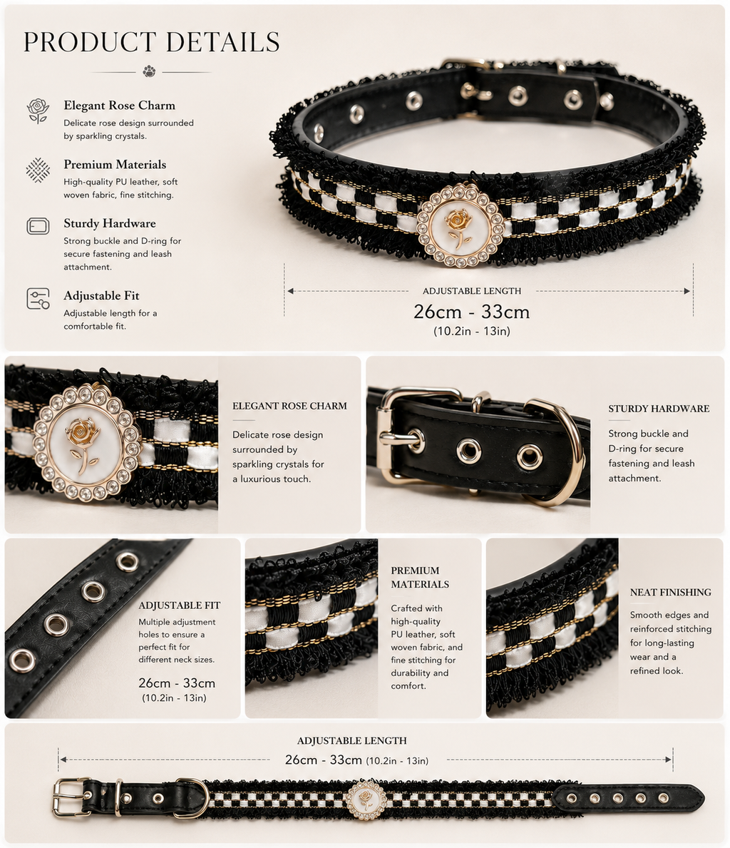 Midnight Rose Luxury Pet Collar