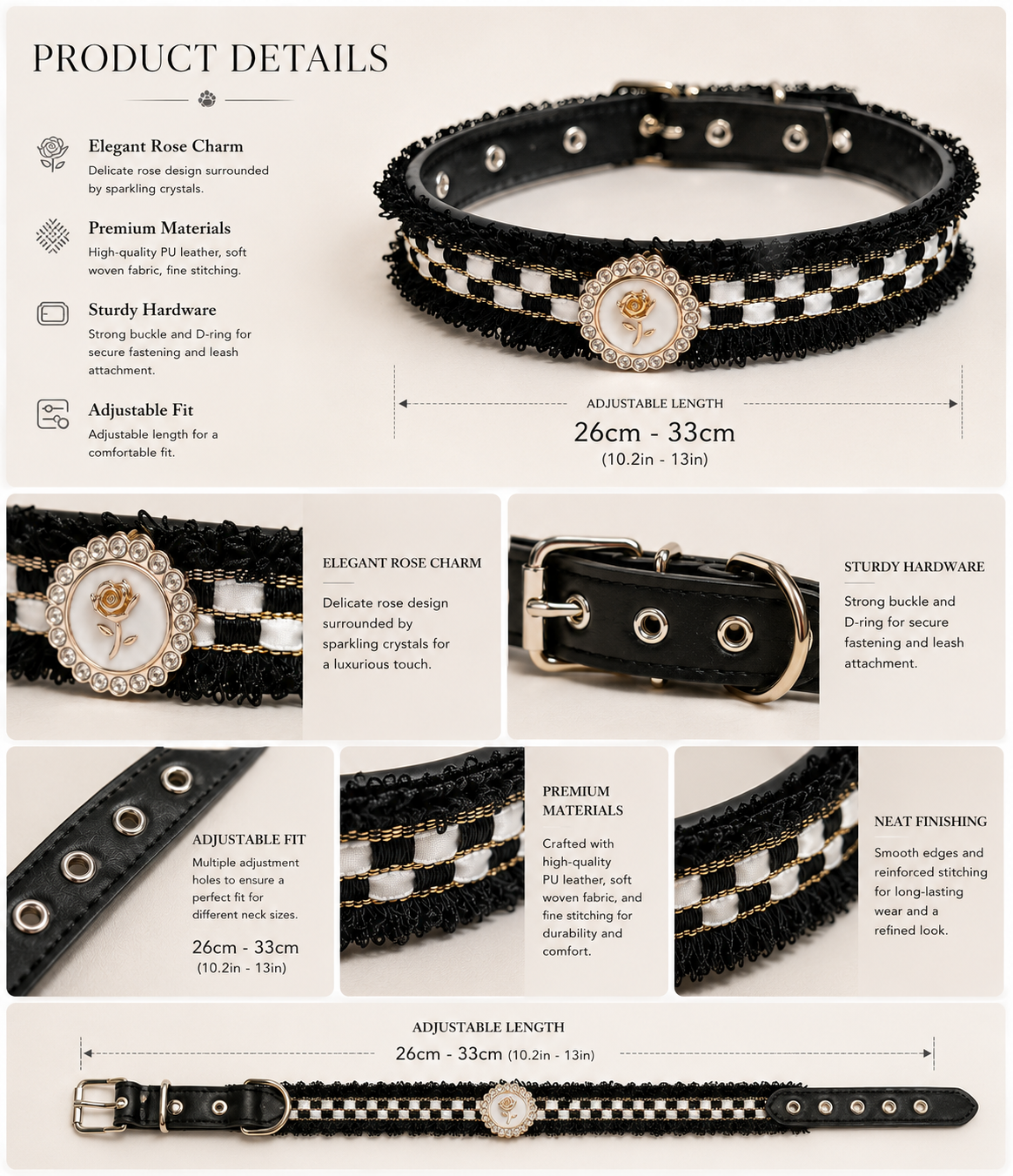 Midnight Rose Luxury Pet Collar