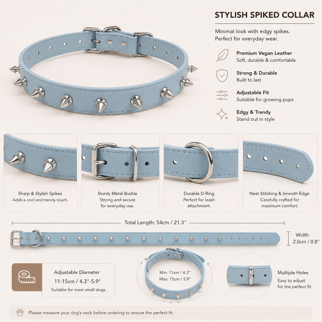 Stylish Spiked Collar-Blue