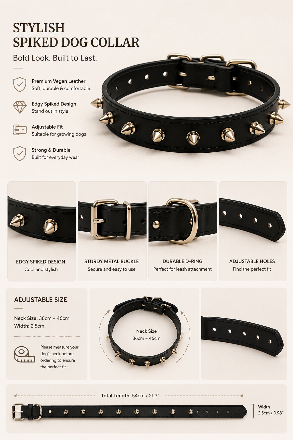 Stylish Spiked collar-Black