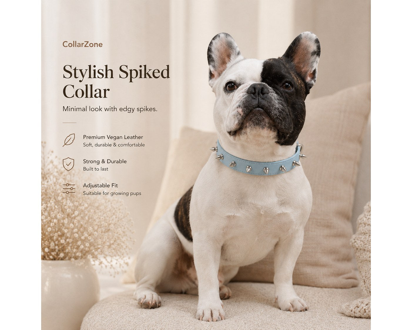 Stylish Spiked Collar-Blue
